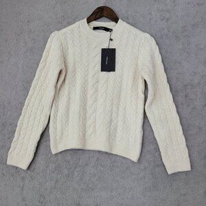 NWT Vero Moda Womens Cable Knit Sweater Medium Cream Polyester Polyamide  JPT